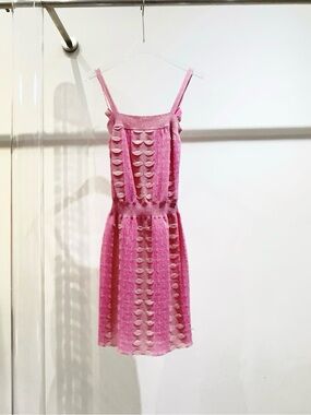 CHANEL Pink Textured Sleeveless Knit Dress